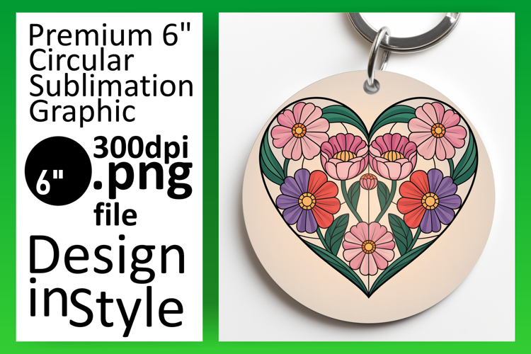 Unique Circle PNG Car Coaster Design , Flowers Heart