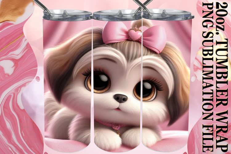 Blissful Dreams 20oz tumbler wrap, 3D Dog