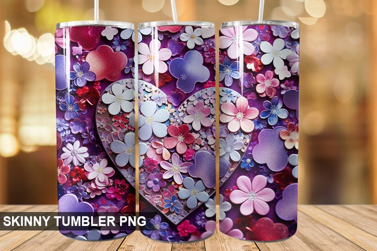 3D Valentines Day Tumbler Design | Sublimation Wrap 20 Oz