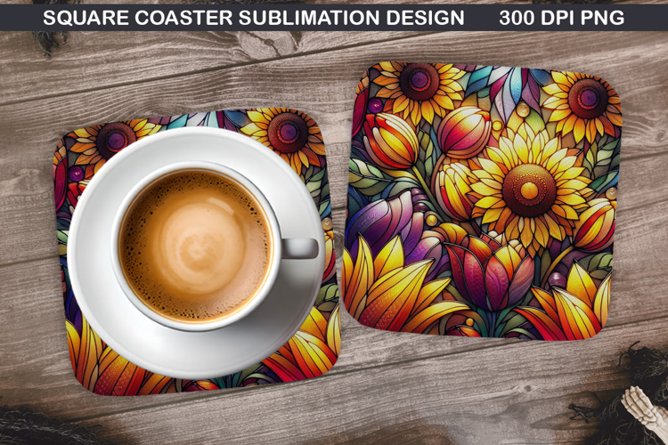 Flowers Coaster Sublimation, Spring Coaster PNG Design