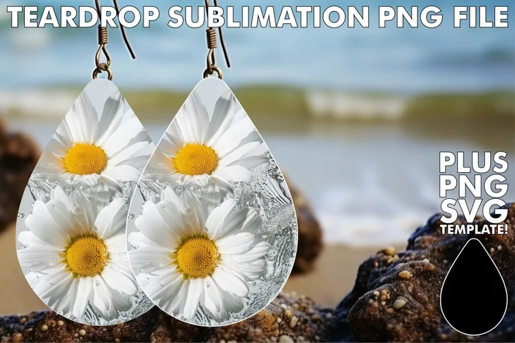 Watercolor Serenity: Teardrop Earrings Sublimation Designs