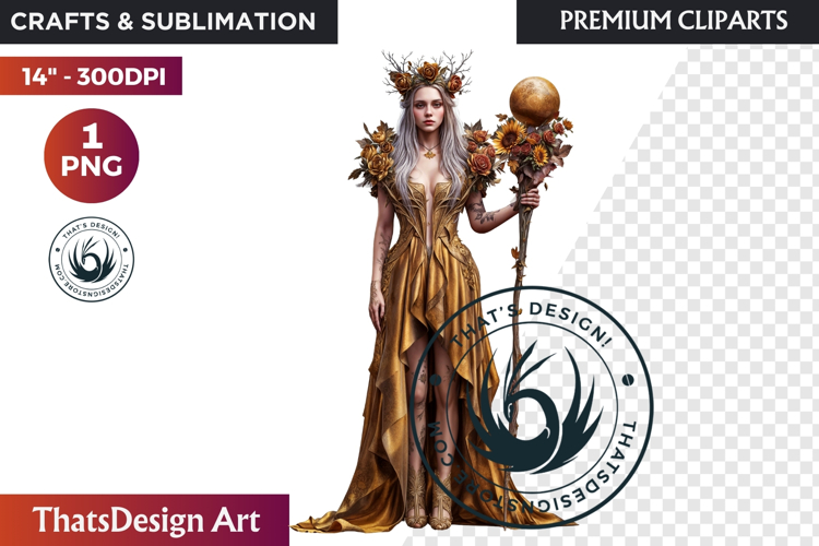 Fantasy Autumn Guardian - Epic Fall Character Clipart PNG