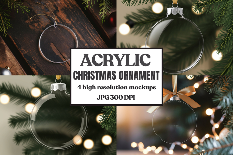Acrylic Christmas Ornament Mockups | Clear Holiday Ornament