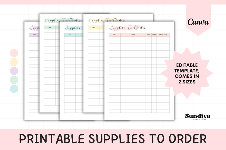Editable Supplies to Order Template 2