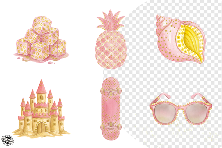 Pastel Hello Summer Elements Clipart example image 1
