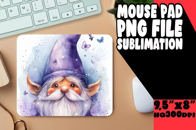 Whimsical Wilderness: Watercolor Gnome Mouse Pad Design