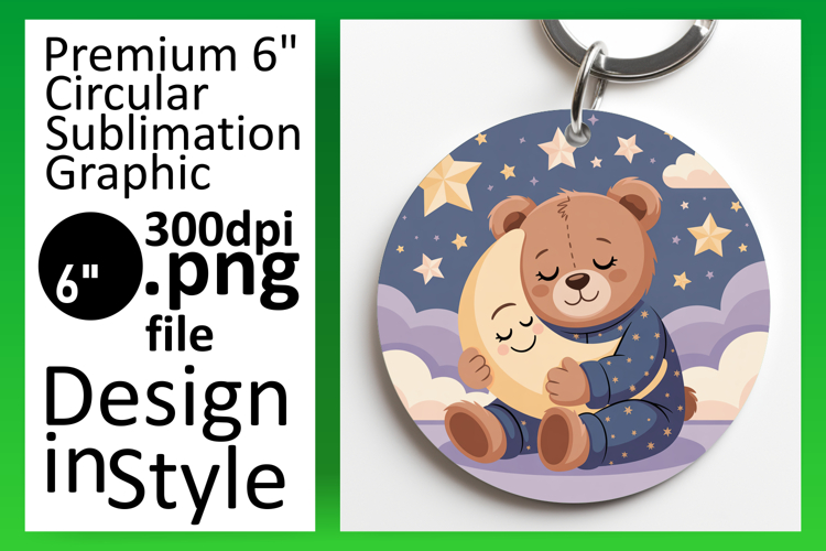 Stylish Round Design for Keychains , Cute Bear