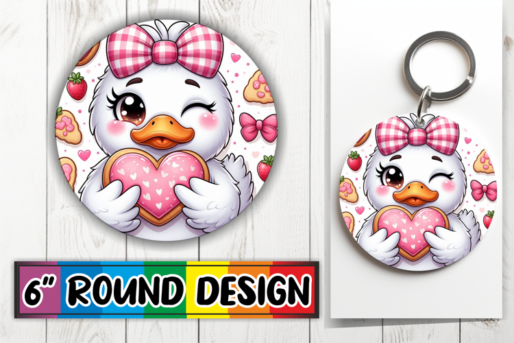 Bright Round Ornaments Sublimation PNG, Cute Goose example image 1