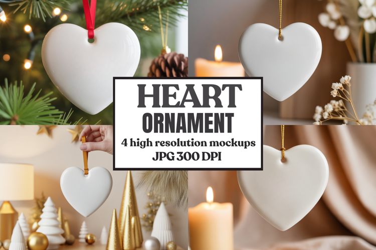 Christmas Love Heart Ornament Mockup | Holiday Hanging
