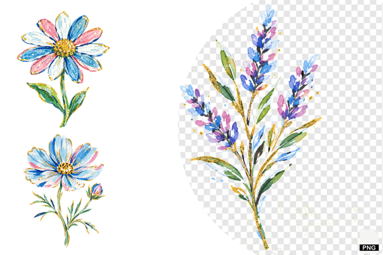 Snowy Meadow Wildflowers Clipart