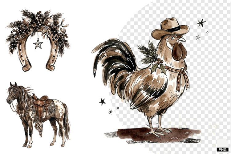 Christmas Festive Western Clipart