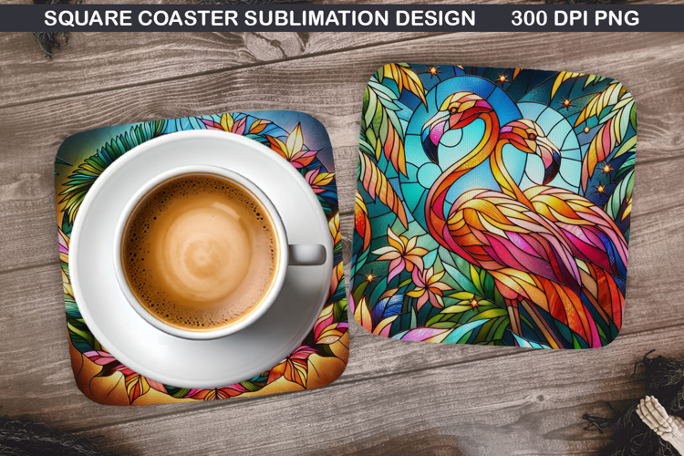 Flamingo Coaster Sublimation, Summer Coaster PNG Design