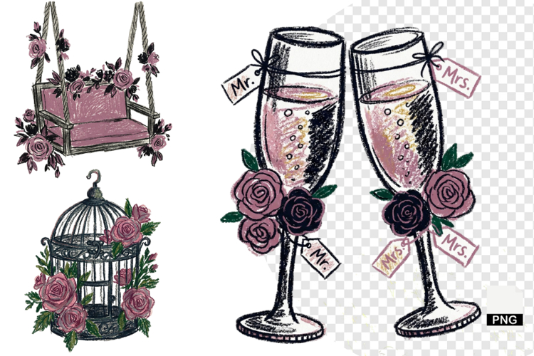 Goth Wedding Night Clipart example image 1