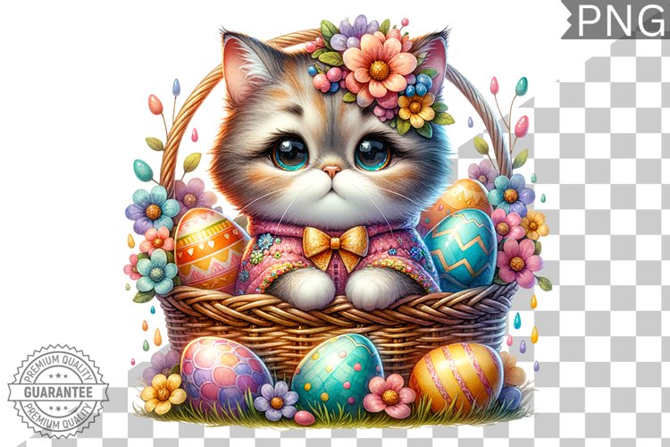 Easter Cat Sublimation - Easter Clipart PNG Design