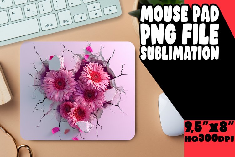 Serene Blossom Sublimation Mousepad Design example image 1