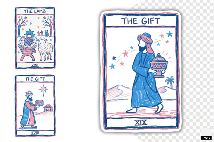Christmas Nativity Tarot Cards PNG