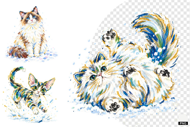Winter Cats Clipart example image 1