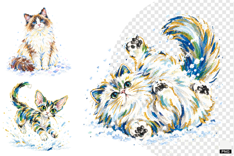 Winter Cats Clipart