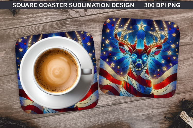 Deer Coaster Sublimation, 4th Of July Coaster PNG