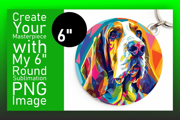 Radiant Colorful Dog Design Round Keychain Sublimation