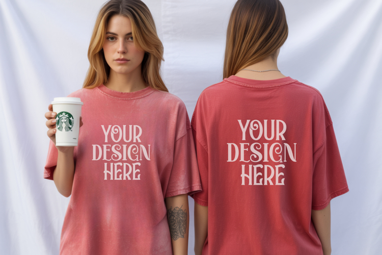 Crimson Comfort Colors 1717 Front & back T shirt Mockup