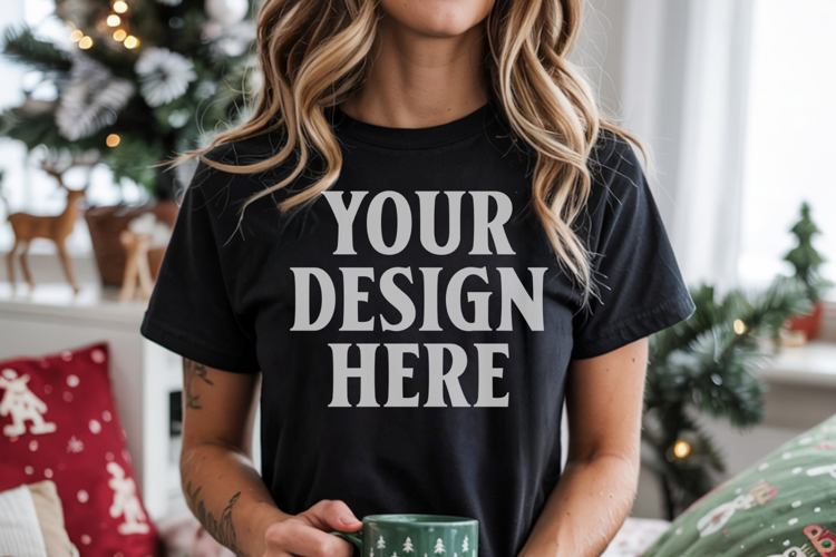 Christmas Comfort Colors 1717 Pepper T-Shirt Mockup Real
