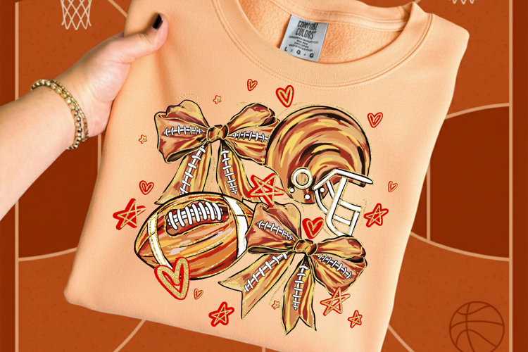 Brushtroke Game Day Football PNG, Football Bow Png, Football