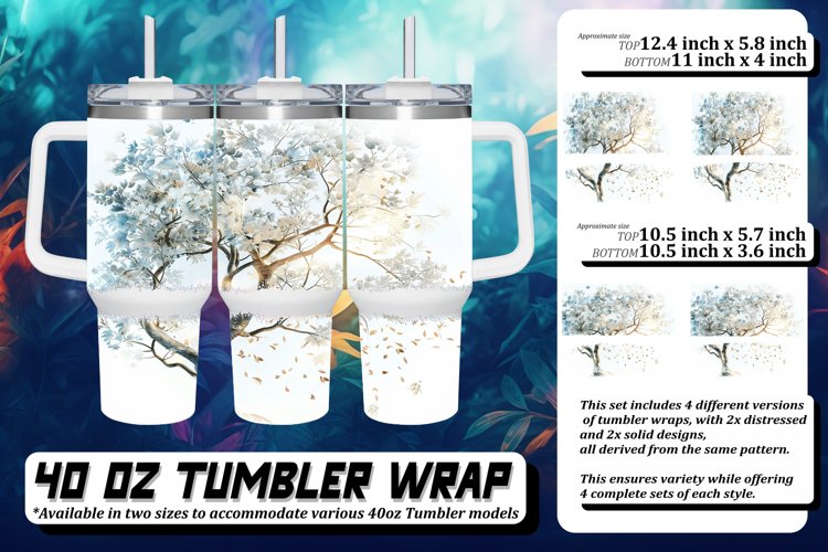Lively Watercolor Tree Tumbler Design - 40oz