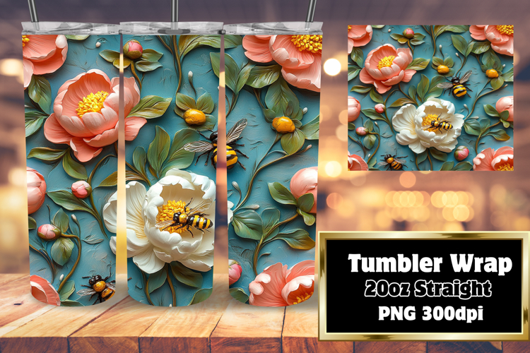 Special Edition 20oz Tumbler Wrap , 3D Flower