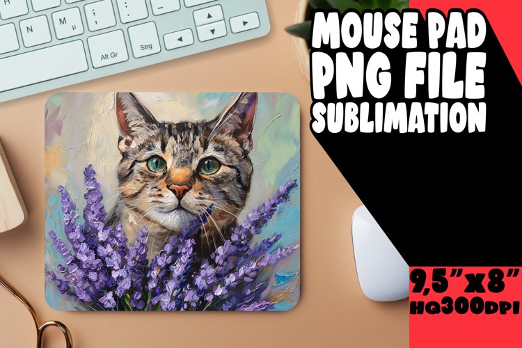Smiling Feline Print Mouse Pad example image 1