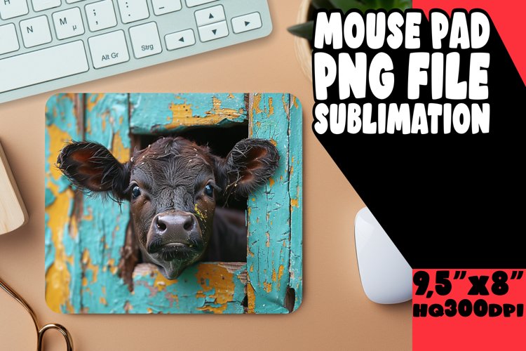 Cute Cow Pattern Mouse Pad Tumbler Design PNG