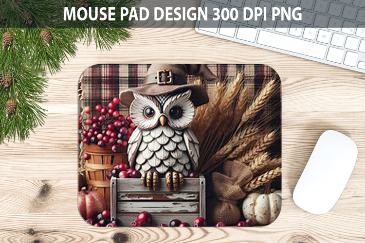 Owl Mouse pad Sublimation - Thanksgiving PNG Design