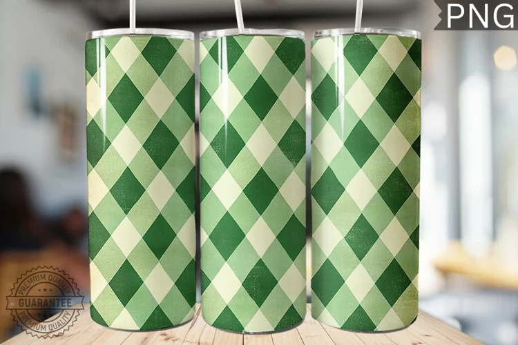Green Plaid Tumbler Wrap - High Quality 300 Dpi