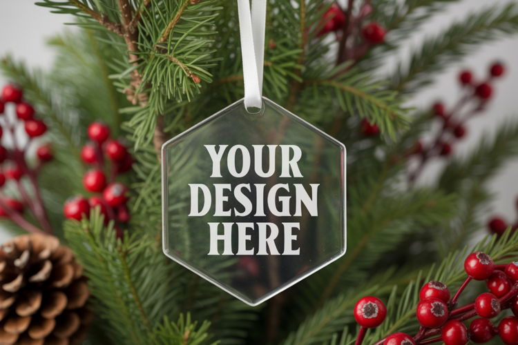Acrylic Christmas Ornament Mockups , acrylic blank mockup