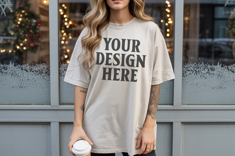 Christmas Comfort Colors 1717 Ivory TShirt Mockup, CC 1717