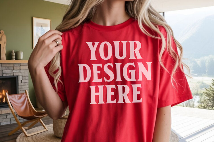 Comfort Colors 1717 Red T-Shirt Mockup example image 1