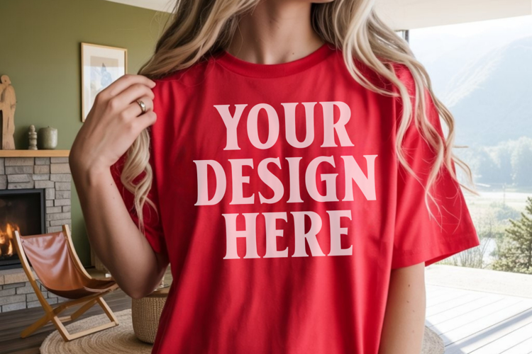 Comfort Colors 1717 Red T-Shirt Mockup