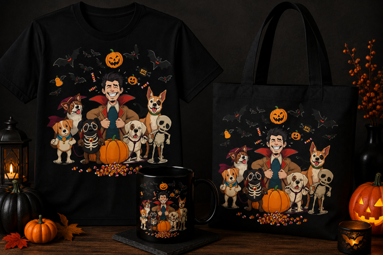Halloween Dog Dad PNG | Spooky Dogs & Vampire Costume Clipar