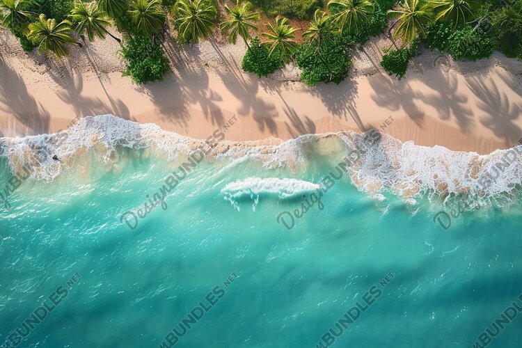 Aerial view turquoise ocean. Summer background. High photo example image 1