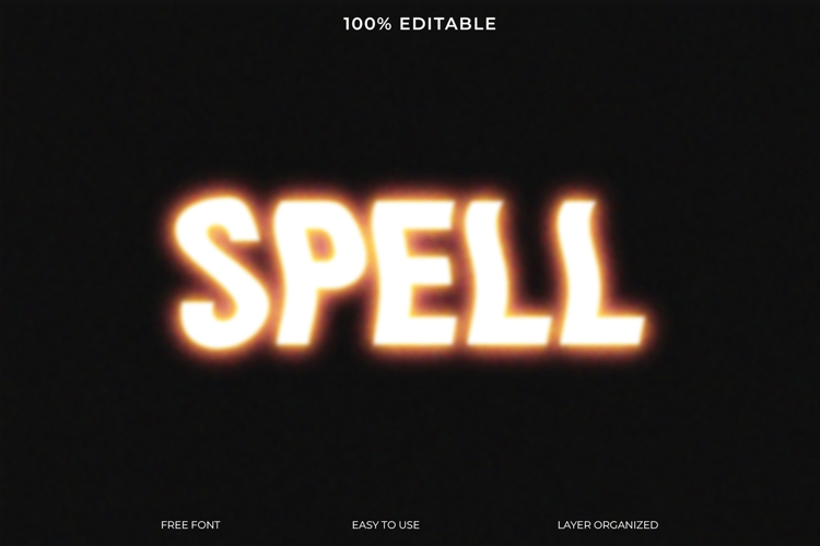 Editable SPELL text graphic with glowing effect.