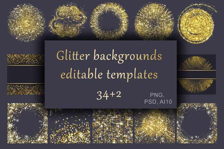 Gold glitter backgrounds. Sublimation designs example image 1