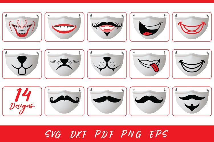 Funny Face Mask SVG Bundle, 14 Funny Designs for Mask - Free Design of The Week Font