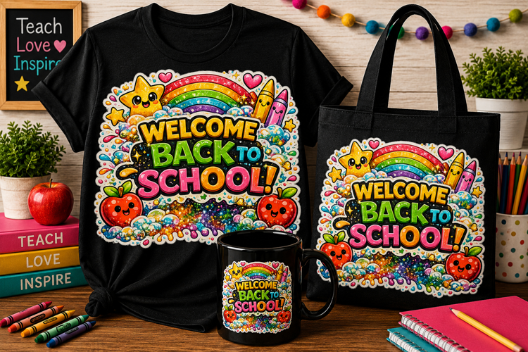 Welcome Back to School PNG | Rainbow School Sublimation