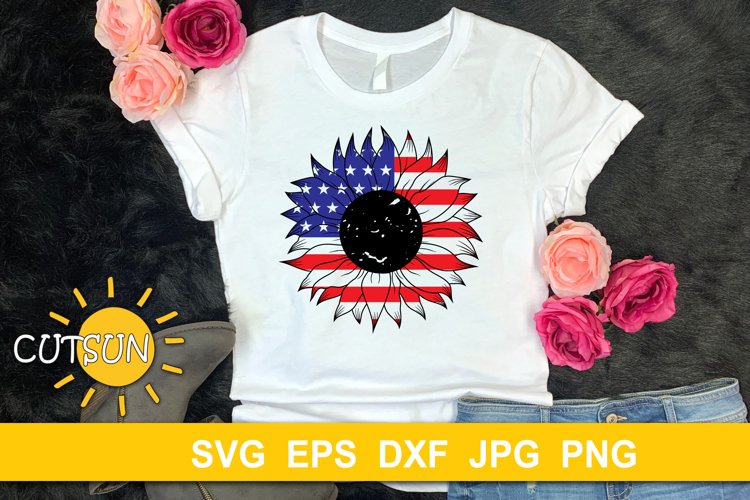 Patriotic Sunflower SVG example image 1