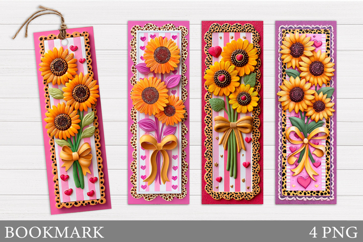 Sunflowers Bookmark Design. Flowers Bookmark Sublimation