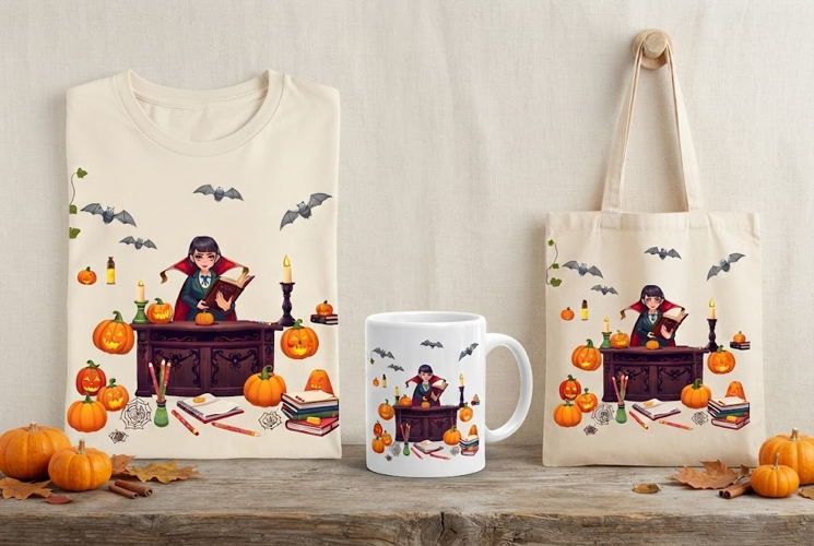 Halloween Witch PNG | Vampire Witch Girl Reading Clipart