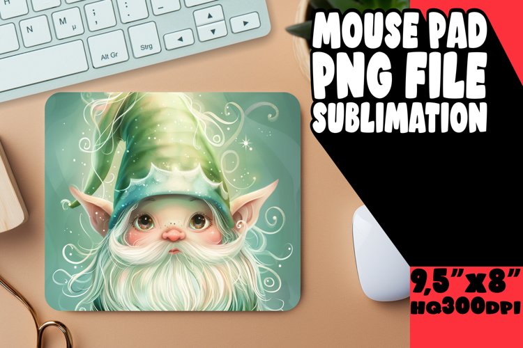 Enchanted Escapade: Gnome Mouse Pad Design Sublimation PNG example image 1