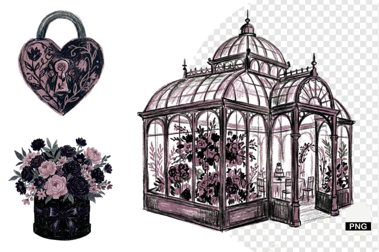 Goth Wedding Night Clipart example image 1