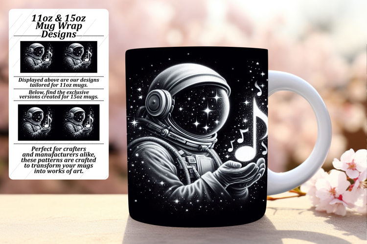 Chic 11oz Mug Wrap Png Design , Astronaut