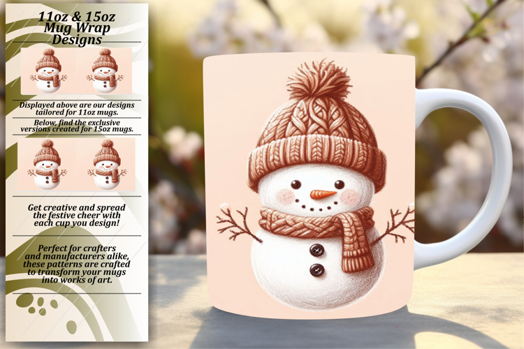 Magical 11oz Mug Wrap Png Design , Snowman